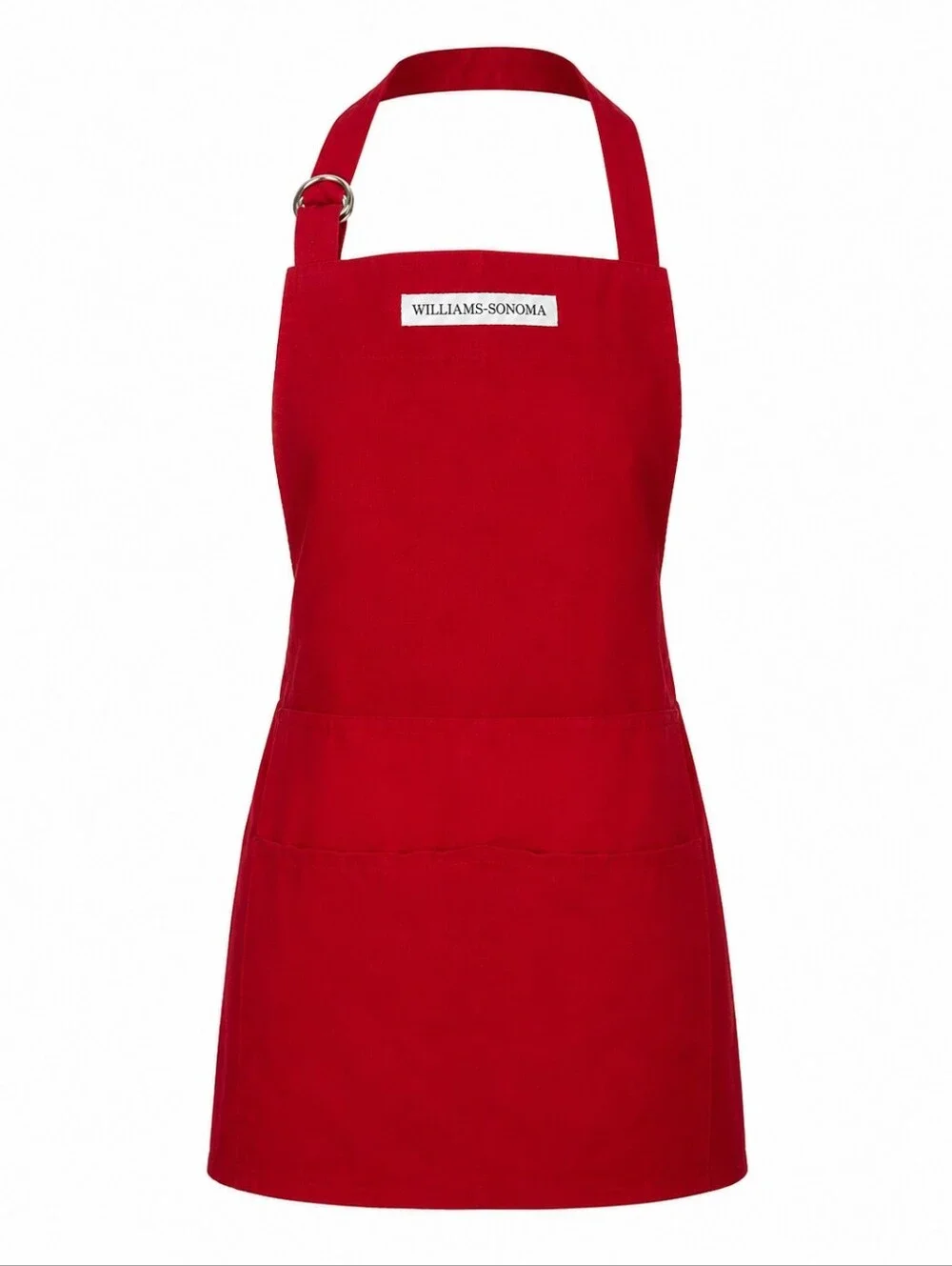 Williams Sonoma Red Cotton Apron Adjustable Unisex Kitchen Chef Bib Apron
